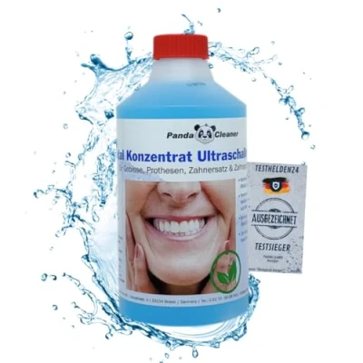 Imagen de PandaCleaner Ultrasonic Dentist Concentrado Eliminación de placa dental y decoloración para dentaduras postizas, postizas aparatos ortodoncia 500ml
