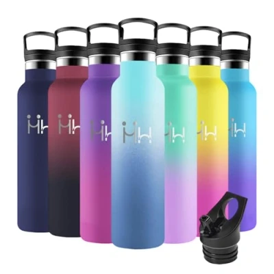 Imagen de Motswedi Botella Termica, 1000ml sin BPA, Agua Acero Inoxidable, Frio/Calor, con Pajita, a Prueba Fugas, Termica para Deporte, Oficina, Yoga, Azul Cielo &amp; Oscuro
