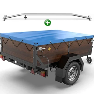 Imagen de Tarpofix® Lona para remolque plana 160 x 120 7,5 cm + 1x Soporte de (ajustable 100 145 cm) PVC Cubierta varios remolques coches 350kg &amp; 500kg