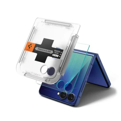 Imagen de Spigen Glas.tR EZ Fit Protector Pantalla para Samsung Galaxy Z Flip7, 2 Unidades, Instalación Fácil, Alta Definicion, Dureza 9H
