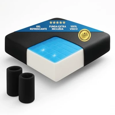 Imagen de DaymandCare Original Cojin antiescaras Gel+Viscoelastico Funda Extra Gratis Incluida Silla de Ruedas Oficina coxis Cojines Asiento Coche