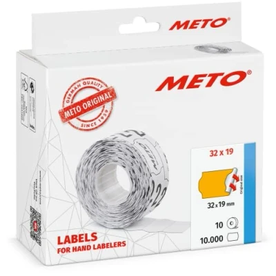 Imagen de Etiquetas Meto para etiquetadoras manuales (32 x 19 mm, 2 líneas, naranja fluorescente, 10.000 unidades, adherencia permanente, Meto, Contact, Sato, Avery, Tovel, Samark, etc.)