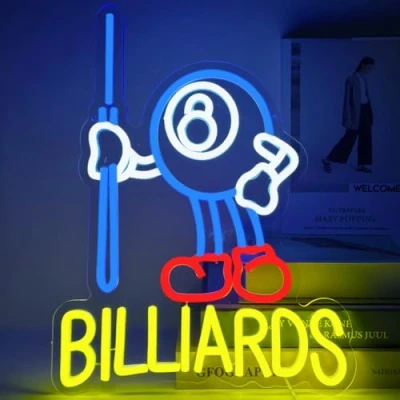Imagen de YUEYYNS Billiards Neon LED Letreros de neón Alimentado por USB con interruptor Adecuado para bares, fiestas, salas billar, decoración paredes, luces
