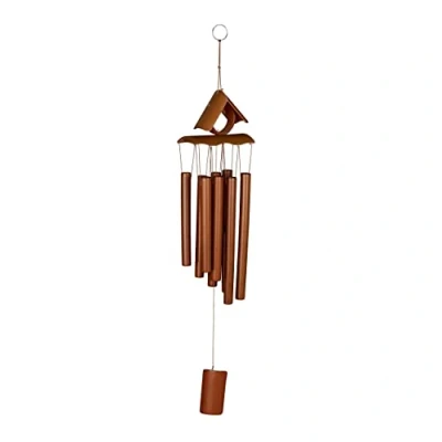 Imagen de Relaxdays Carillón Viento Bambú, Campanas Techo Puntiagudp, Decoración Colgante Exterior y Interior, 68x14,5x7cm, Marrón