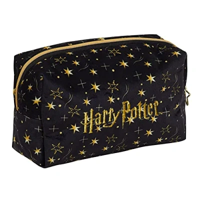 Imagen de Neceser de Maquillaje Harry Potter para Mujeres y niñas, Estuche Terciopelo Negro cosméticos artículos tocador, Accesorio Viaje, Regalo Las Reliquias la Muerte.