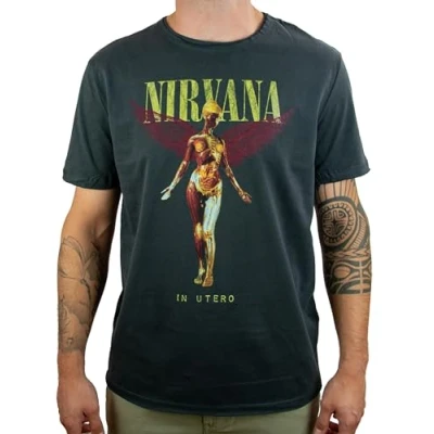 Imagen de Amplified Nirvana in Utero Colour Camiseta, Gris (Charcoal CC), XL para Hombre