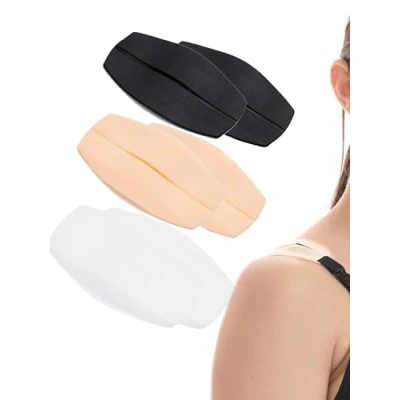 Imagen de Herzmutter Almohadilla de Silicona para Sujetador Hombreras Accesorios Set 6 Beige Negro Blanco Alivio del Dolor 9300