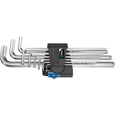 Imagen de WERA 05022130001 950/9 L Hex Plus HF 1 Juego de llaves acodadas métricas, cromado mate
