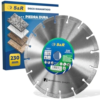 Imagen de S&amp;R Disco Tronzador Diamante Amoladora 230mm para Cerámica Granito Piedra Mármol Mampostería. Calidad Industrial