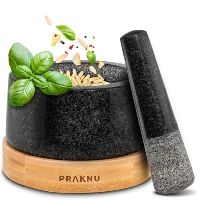 Imagen de Mortero Cocina Granito Grande Robusto y Duradero Fácil de Limpiar Con Protector Superficies Madera FSC 400ml Capacidad