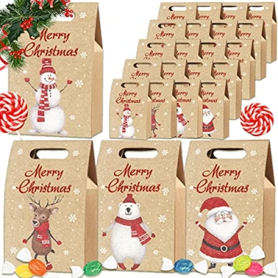 Imagen de Bolsas de Regalo Navideñas, 24 Papel para Dulces Galletas Confeti y Regalos. Tamaño pequeño piezas