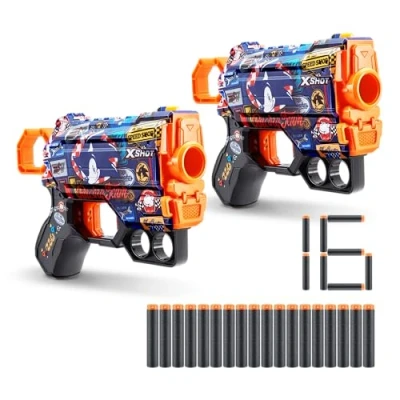 Imagen de XShot Skins Menace Blaster Sonic Race Team, The Hedgehog Design with 16 Darts, Easy Reload, Air Pocket Dart Technology, Toy Foam for Kids, Teens and Adults (2 Blasters, Darts)
