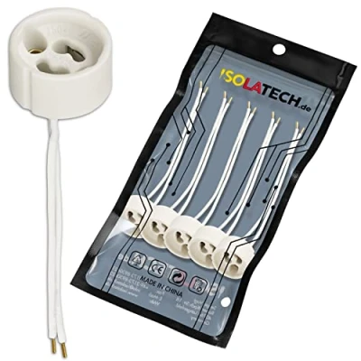 Imagen de ISOLATECH 5pcs GU10 zócalo de cerámica con casquillos LED bombillas ahorro energía (max.250V/2A) en el techo cocina baño resistente al calor