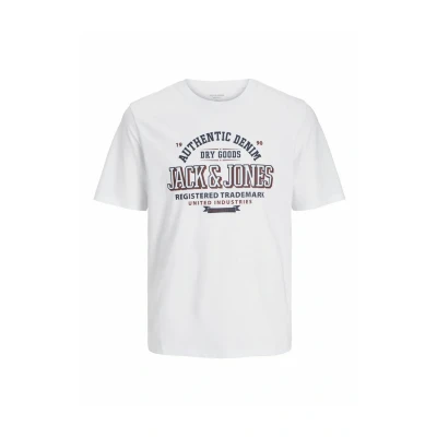 Imagen de JACK&amp;JONES PLUS Jjelogo tee SS O Neck 2 Col Aw24 S PLS Camiseta, Blanco, XXXXL para Hombre