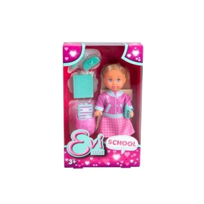 Imagen de Simba 105733711 Evi Love School, muñeca de Juguete con Chaqueta y Mochila Accesorios Escolares, 12 cm, a Partir 3 años