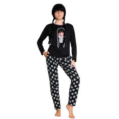 Imagen de Wednesday Miércoles Addams Niña Conjunto de 2 Piezas, Pantalón y Camiseta para Niñas 7 16 Años, Regalos Navidad