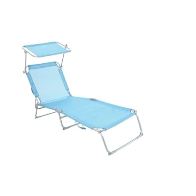 Imagen de NORDIQ Tumbona Plegable con Parasol Tumbonas Jardin Exterior Reclinables Respaldo Ajustable de Acero 19 mm para Terraza y Piscina Ligera Resistente Turquesa