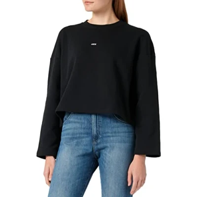 Imagen de JJXX Jxabbie LS Wide Every Brush Crew Sn Cepillo Redondo Sudadera, Negro. Estampado: Logotipo Blanco , L para Mujer