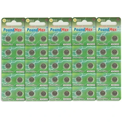 Imagen de 50 Pilas de botón alcalinas AG13 LR44 1,5 V PoundMax