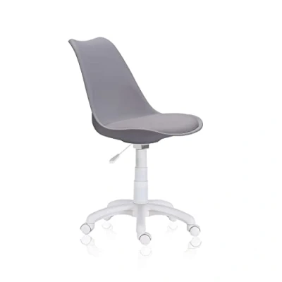 Imagen de Lina, Silla Giratoria de Estudio, Escritorio o Dormitorio, Acabado en Gris y Blanco, Medidas: 60 cm (Ancho) x (Largo) 79 89 (Alto)