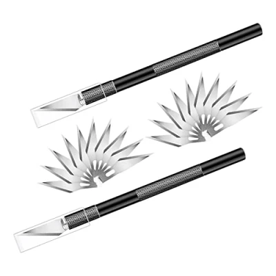 Imagen de Juego de Cuchillos Precisión,2 Cutter Manualidades con 20 Cuchillas Recambio,Hobby Knife,Escalpel Bisturí para Herramienta Bricolaje Trabajos Artesanales (Negro)