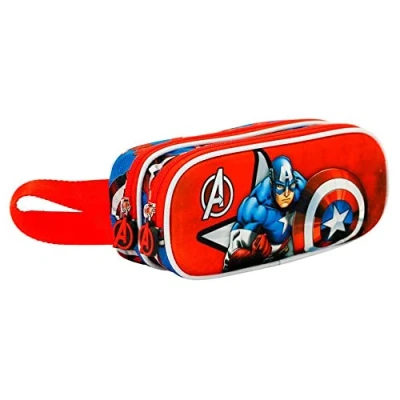 Imagen de Karactermania Captain America Gravity 3D Double Estuche escolar para niños, Talla: One Size, Rojo