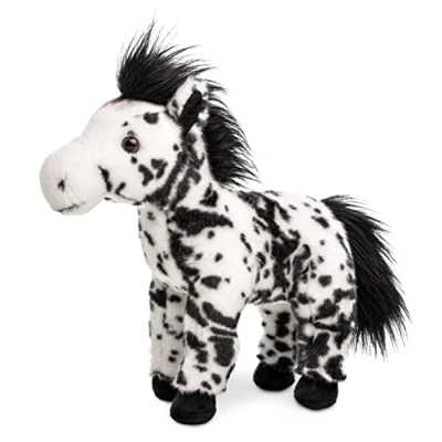 Imagen de Uni Toys Caballo Blanco con Manchas Negras, de pie 28 cm (Altura) Peluche, Molde, Manzana Peluche