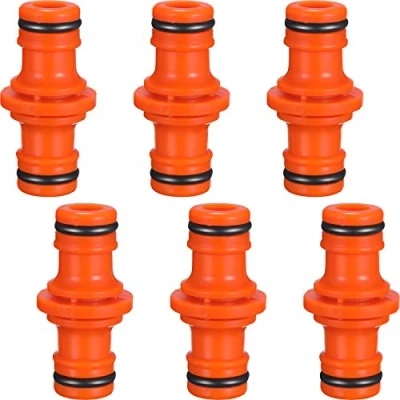 Imagen de Hotop 6 Piezas Extensor Conectores de Manguera Doble Macho para Jardín Tubería Tubo (Naranja)