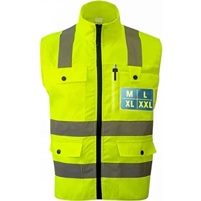 Imagen de Prowiste Chaleco Reflectante para Trabajo con Bolsillos y Cremallera Alta Visibilidad Lavable Unisex (XL)