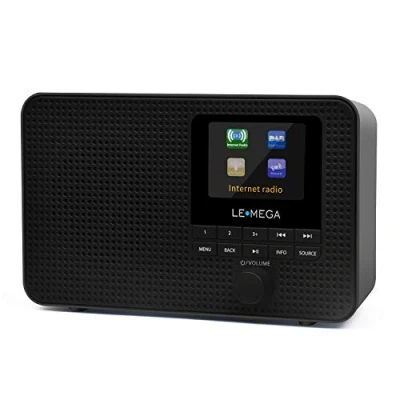Imagen de LEMEGA IR1 Radio por Internet WiFi portátil,Radio Digital Dab/Dab + /FM,Bluetooth,Reloj de Alarma Dual,60 preajustes,Salida Auriculares,Pantalla a Color,baterías o alimentación Red Negro