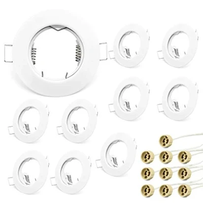 Imagen de KYOTECH 10 Pieza LED Focos Marco Empotrable Gu10,Incl. Zócalo gu10 Para Lámparas De Leds O Halógenas, Redondo Blanco, Cocina Oficina Pasillo