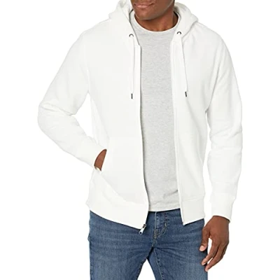 Imagen de Amazon Essentials Chaqueta de Felpa con Cremallera Completa (Disponible en Tallas Grandes y Largos Especiales) Hombre, Blanco Brillante, S