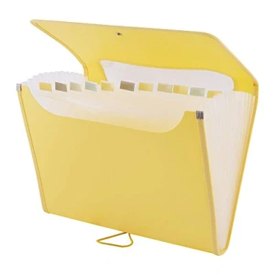 Imagen de D.RECT 5590 Carpeta de archivos extensible A4 Acordeón Clasificadora documentos con 12 Compartimentos Acordeon color amarillo