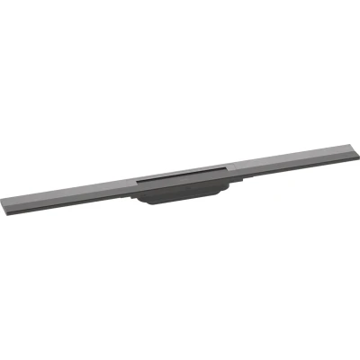 Imagen de hansgrohe RainDrain Flex Canaleta de ducha (800 mm, se puede acortar el desagüe del suelo, cromo cepillado), color negro