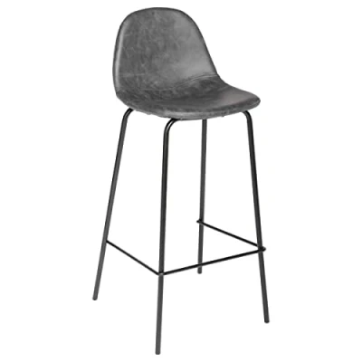 Imagen de ATMOSPHERA CREATEUR D&#039;INTERIEUR Juego de 2 taburetes Bar Efecto Piel Gris vladi