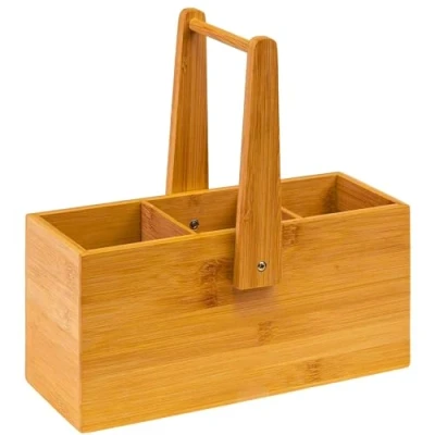 Imagen de Westmark Organizador de cocina/mesa, 3 Compartimentos, Con asa transporte, Dimensiones: 26,5 x 27,8 10 cm, Bambú, Tapas + Friends, Marrón claro, 69822270