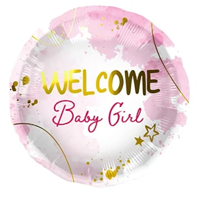 Imagen de Folat Globo de aluminio Welcome Baby Girl Rosa 45 cm, color rosado (67954)