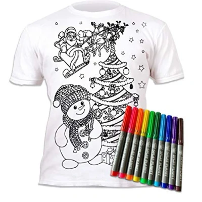 Imagen de Splat Planet Camiseta de muñeco nieve con 6 bolígrafos mágicos lavables no tóxicos, para colorear y lavar (3 4 años)