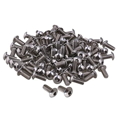 Imagen de 100 piezas de acero inoxidable botón cabeza tornillos hexagonales con rosca hexagonal Tornillo Tuerca métrica M4 x 8 mm