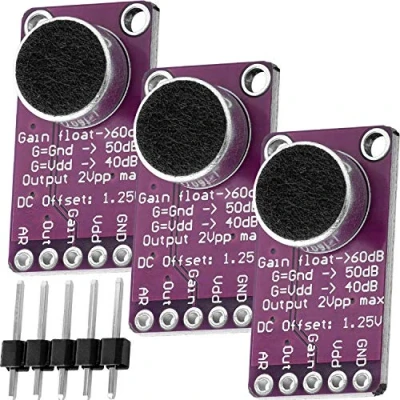 Imagen de AZDelivery 3 x MAX9814 Micrófono AGC, Modulo Amplificador Microfono Control Automatico Ganancia Compatible con Arduino E Book Incluido!