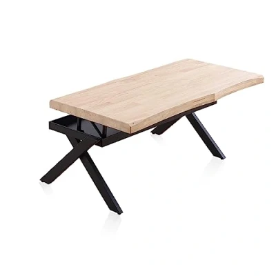 Imagen de duehome Xena Fit, Mesa de Centro Elevable, Auxiliar, café, Acabado en Roble y Negro, Medidas: 120 cm (Largo) x 66 (Ancho) 47 62 (Alto)