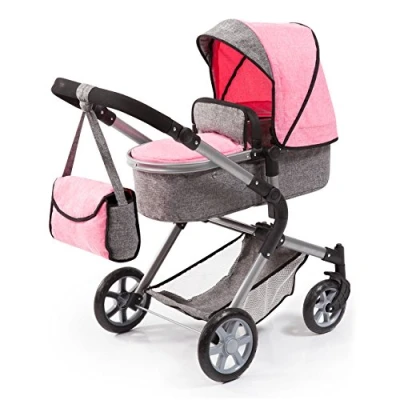Imagen de Bayer Design 18125Aa Cochecito de Muñecas City Neo, Convertible, Rosa, Gris