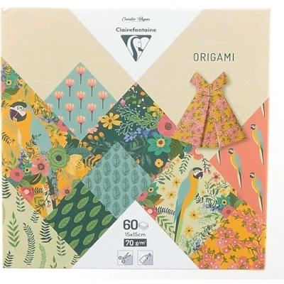 Imagen de Clairefontaine 95351C, Pack de papel Origami, 60 hojas, 15x15 cm, 70g, diseños variados (30 x 2 hojas), Kiribati