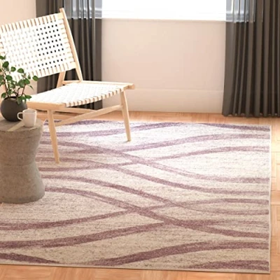 Imagen de Safavieh Distressed Adirondack Collection Alfombra de Pelo Corto, Color Crema y Morado, 91 x 152 cm