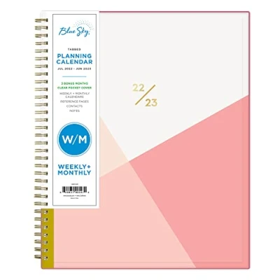 Imagen de Blue Sky Planificador semanal y mensual del año académico 2022 2023, 8.5 x 11 pulgadas, cubierta flexible, encuadernado con alambre, rosa Cali (130619 A23)