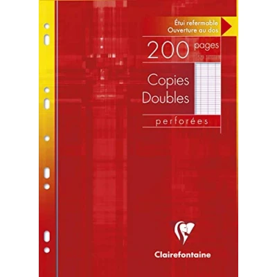 Imagen de Clairefontaine 4711C Un étui carton 200 pages Copies doubles perforées 21x29,7 cm 90g grands carreaux