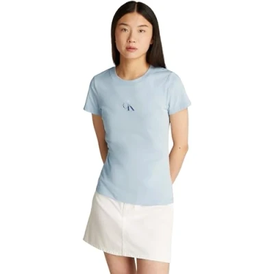 Imagen de Calvin Klein Jeans Gradient Monologo SLIM TEE Camiseta básica, Mujer, Talla: Small, Niagara mist