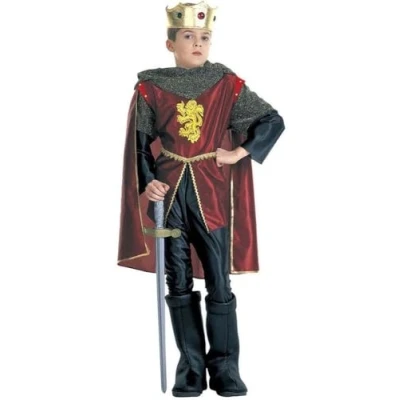 Imagen de WIDMANN MILANO PARTY FASHION Disfraz niño caballero corona, abrigo, pantalón, sobrebotas, capa, corona con joyas, caballero, rey, medieval