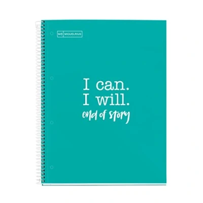 Imagen de Miquelrius Cuaderno Notebook Messages, 1 Franja de Color, A4, 80 Hojas Cuadriculadas 5 mm, Papel 90 g, 4 Taladros, Cubierta Cartón Duro, color Turquesa