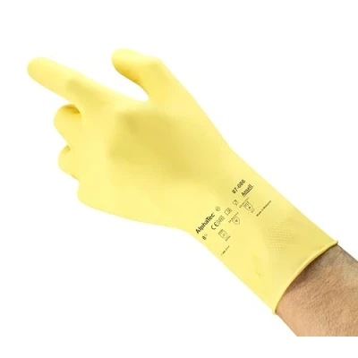 Imagen de Ansell Guantes de trabajo multiusos AlphaTec 87 086, aprobados para el contacto con alimentos, robustos y flexibles, interior terciopelo algodón, tamaño 9.5 (1 par)